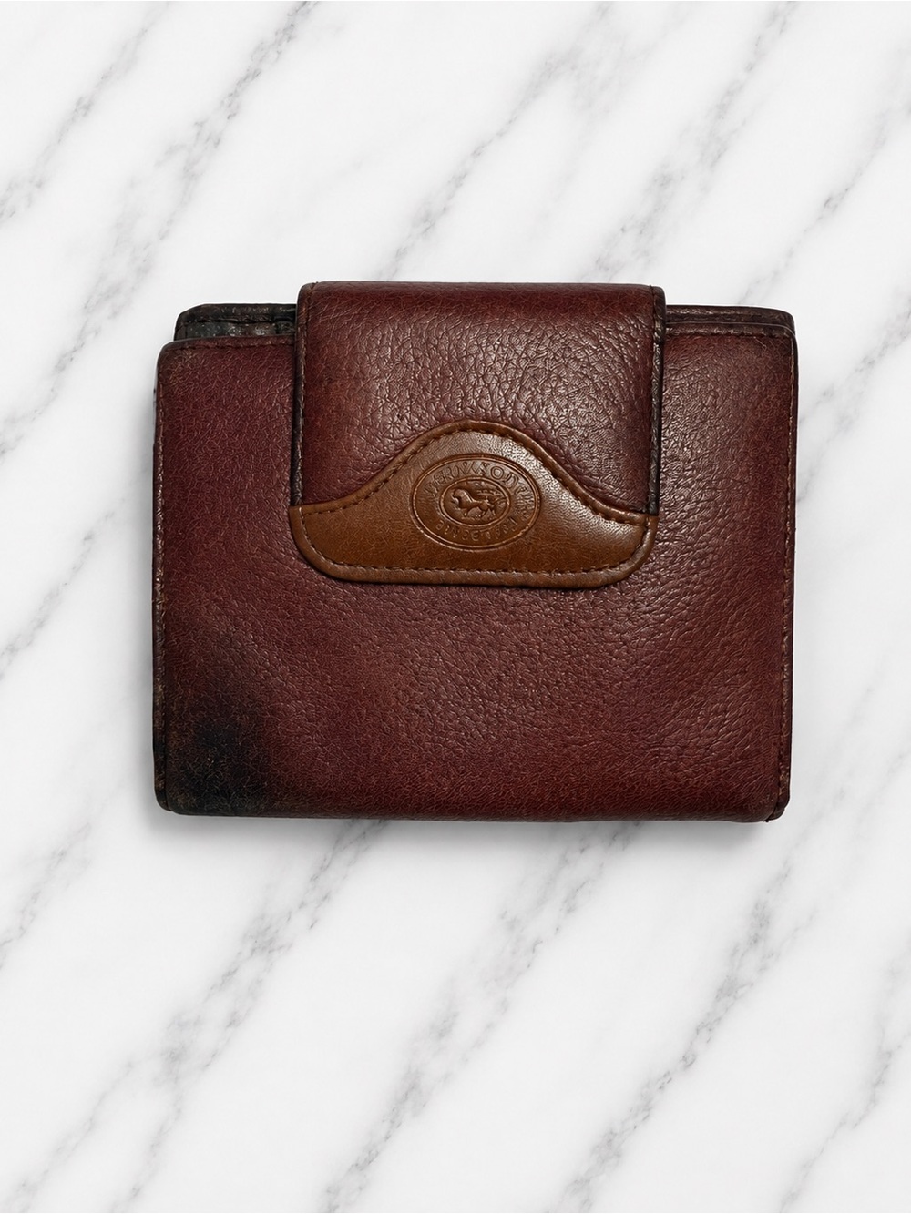 Buxton Reddish Brown Leather Bifold Wallet with Contrast Trim